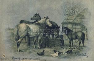 Horses litho