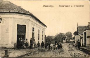 Marosillye, Ilia; utca részlet, posta / street view, post office (EK)