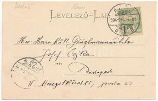 1904 Arad, Nyári színház. Ifj. Klein Mór kiadása. Montázs hintóval, előkelő urakkal és hölggyel / Su...