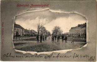 1907 Zsombolya, Hatzfeld, Jimbolia; utca. Perlstein F. kiadása / street view (r)