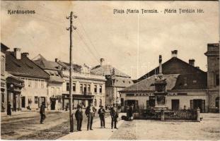 1909 Karánsebes, Caransebes; Piata Maria Teresia / Mária Terézia tér, Szántó üzlete / square, shops (EB)