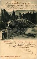 1907 Karánsebes, Caransebes; Vashíd, Julius Zalabay üzlete. H. Rosenfeld kiadása / Eiserne Brücke / iron bridge, shop (EK)