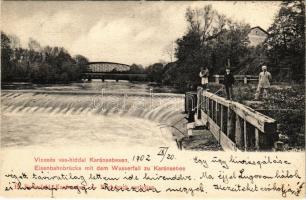 1902 Karánsebes, Caransebes; vízesés vashíddal. H. Rosenfeld kiadása / Eisenbahnbrücke mit dem Wasserfall / iron bridge, waterfall