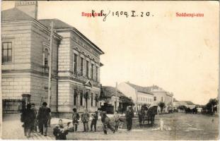 1909 Nagykároly, Carei; Széchenyi utca, Római katolikus iskola. Csókás László kiadása / street view, Catholic school (Rb)