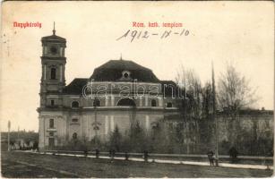 1912 Nagykároly, Carei; Római katolikus templom. Csókás László kiadása / Catholic church (r)