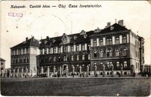 1940 Kolozsvár, Cluj; Tanítók háza / Casa Invatatorilor / teachers' training institute + "1940 Kolozsvár visszatért" So. Stpl. (kopott sarkak / worn corners)