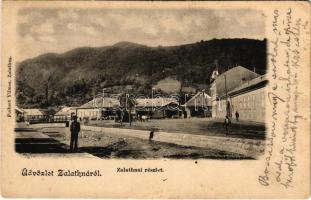 1902 Zalatna, Zlatna; utca részlet, üzletek. Folbert Vilmos kiadása / street view, shops (felületi sérülés / surface damage)