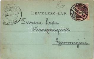 1898 (Vorläufer) Nagyvárad, Oradea; Kereskedelmi csarnok, Kis hídfő, Múzeum, Püspöki palota és széke...