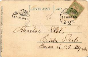 1907 Nagyvárad, Oradea; Honvéd laktanya. Rákos Vilmos kiadása. Montázs katonákkal, urakkal és hölgye...