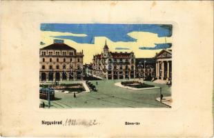 1911 Nagyvárad, Oradea; Bémer tér, Szigligeti színház, villamos / square, theatre, tram (EK)