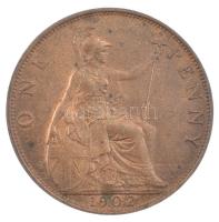 Nagy-Britannia 1902. 1p bronz VII. Eduárd (9,67g) T:1- kis patina Great Britian 1902. 1 Penny bronze Edward VII (9,67g) C:AU small patina Krause KM#793.2