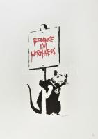 Banksy: Because Im worthless. Ofszet litográfia, papír, jelzett a nyomaton, POW Printmaking szárazpecséttel Grafiart - Aviomar UK. tanúsítvánnyal Számozott: 45/150. Lapméret:70x50 cm, / Numbered, marked