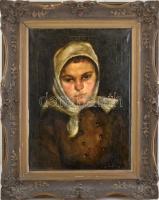 Bihari Sándor (1855-1906): Lányka. Olaj, vászon. Jelezve jobbra lent. Dekoratív fakeretben. 55x38 cm