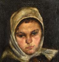 Bihari Sándor (1855-1906): Lányka. Olaj, vászon. Jelezve jobbra lent. Dekoratív fakeretben. 55x38 cm