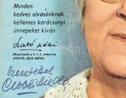 Váradi Hédi, Vass Éva és Gobbi Hilda autográf aláírásai őket ábrázoló újságcímlapokon