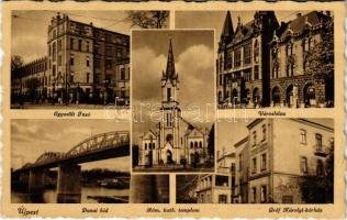 1941 Budapest IV. Újpest, Dunai híd, Egyesült Izzó, Városháza, Római katolikus templom, Gróf Károlyi kórház (EK)
