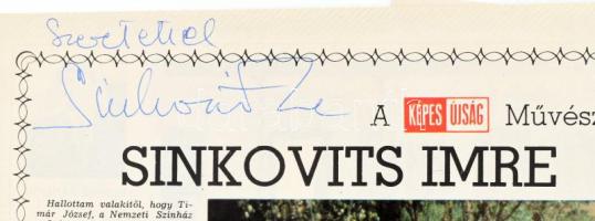 Sinkovits Imre, Szabó Gyula és Gábor Miklós autográf aláírásai velük kapcsolatos újságrészleteken