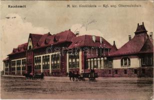 1917 Kecskemét, M. kir. főreáliskola, lovaskocsik. Fekete Soma kiadása (EB)