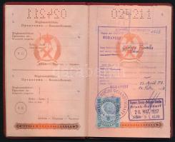 1957 Útlevél Ausztriába, fényképpel, végén okmánybélyegekkel
