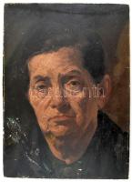 Jelzés nélkül: Vérszerződés. Olaj, karton. Kétoldalas mű, hátoldalán arckép. Hátoldala sérült. 25x34...