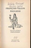 Francois Villon balladái. Faludy György átköltésében. Bp., 1988, Magyar Világ. 96 p. Kiadói papírköt...