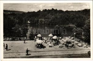 1941 Szováta-fürdő, Baile Sovata; Terasz a Medve-tóval. Körtesi felv. / lake, terrace