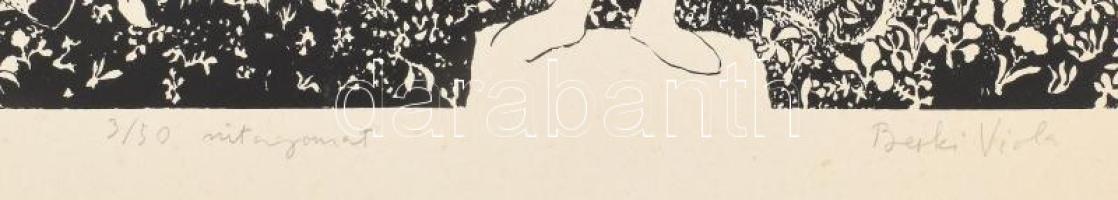 Berki Viola (1932-2001): Budavári éjszaka. Szitanyomat, papír. Jelzett. Számozott: 3/50. 48x39 cm La...