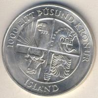 Izland 1974. 1000K Ag "1100 éves az első település" T:BU