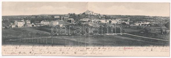 1904 Benkovac, Bencovazzo; 2-részes kihajtható panorámalap. E. de Schönfeld (Zara) kiadása / 2-tiled folding panoramacard (szakadás / tear)