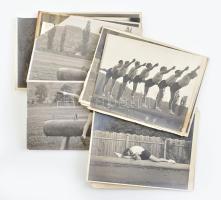 cca 1920-1930 Gimnasztikai- / talajgyakorlatok, 16 db fotó, vegyes állapotban, 13x9 cm körül