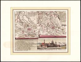 cca 1800 Iasi, Jasi, Jassy, Jászvásár látképe és a környék térképe rézmetszet / Map and view of Iasi . Colored copper plate engreaving in paspartu 23x18,5 cm