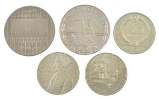 1982. 100Ft "Labdarúgó Világbajnokság" Cu-Ni + 1983. 100Ft "FAO - Több gabonát a világnak" Cu-Ni + 1983. 100Ft "Czóbel Béla" Cu-Zn-Ni + 1983. 100Ft "Széchenyi István" Cu-Zn-Ni + 1984. 100Ft "Kőrösi Csoma Sándor" mindegyik eredeti műbőr tokban, tanúsítvánnyal T:BU