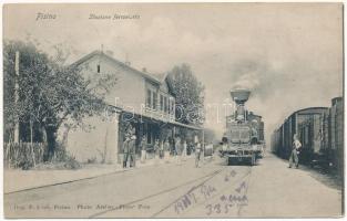 Pazin, Pisino; Stazione ferroviaria / vasútállomás, gőzmozdony, vonat, vasutasok / Bahnhof / railway station, locomotive, train, railwaymen. Photo Atelier "Flora" (Pola) (EK)