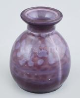 Cseh Bohémia miniatűr lila malachitüveg váza, jelzés nélkül, hibátlan, m: 5,5 cm, gyűjtői darab.
