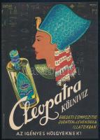 cca 1935 Cleopatra Kölnivíz, dekoratív art deco villamosplakát, Marics Zoltán grafikája, szép állapotban, 24,5×17 cm