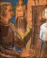 Beron Gyula (1885-1971): Két fa. Rézkarc, papír, jelzett, kissé foltos, 21,5×35 cm. Dekoratív, üvege...