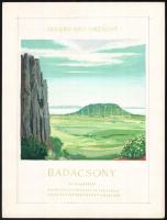 1954 Ismerd meg hazádat - Badacsony, Szűcs Pál plakátművész eredeti vázlata, akvarell, szép állapotban, hátoldalon feliratozva, 33×25 cm