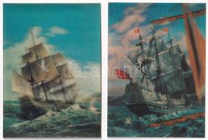 4 db MODERN 3D dimenziós motívum képeslap hajókkal / 4 modern dimensional (3D) motive postcards with...
