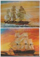 4 db MODERN 3D dimenziós motívum képeslap hajókkal / 4 modern dimensional (3D) motive postcards with...