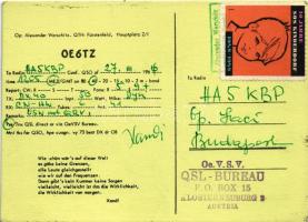 1959 Op: Alexander Werschitz. QTH: Fürstenfeld, Hauptplatz 2/1. QSL rádióamatőr lap / OE6TZ QSL card...