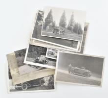 cca 1920-1940 Automobilok különböző tájakon (Erdély, Kárpátok), 12 db fotó, 9x7 cm és 15x10 cm között