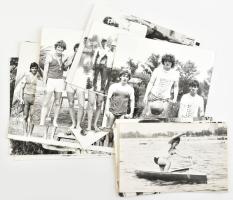 cca 1970-1980 Kajak-kenu témájú sportfotók (országos bajnokságok helyezettjei, stb.), 15 db feliratozott, pecséttel jelzett fotó, Várszegi György felvételei, 18x13 cm és 12x9 cm között