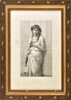 Charles Alphonse Deblois (1822-1883) metszése, Jean Baptiste Bertrand (1823-1887) után: Ophélie. Rézkarc, papír, jelzett a karcon, kissé foltos. 31×18 cm. Dekoratív, üvegezett, sérült fakeretben.