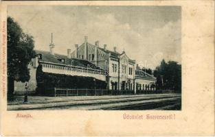 1901 Szerencs, vasútállomás. Gönczy Mihály kiadása