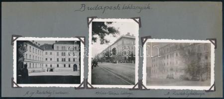 cca 1938 Budapesti laktanyák, gr. Radeczky és Mária Terézia épületei utcaképpel, 3 db fotó kartonon, 6,5×9 cm