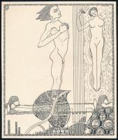 Kozma Lajos (1884-1948): Férfi és nő. Cinkográfia, papír, jelzett a cinkográfián, körbevágott, 19,5×16,5 cm
