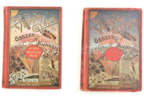 2 db Verne Gyula: Egy khinai viszontagságai Khinában. Bp., é.n., Franklin. Kiadói festett, javított egészvászon kötés, + Utazás a Holdba, 1895. Franklin, kopott, laza egészvászon kötésben