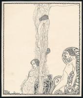 Kozma Lajos (1884-1948): Átalakulás. Cinkográfia, papír, jelzett a cinkográfián, körbevágott, 19,5×16,5 cm