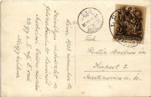 1938 Léva, Levice; Stefánik szobor este / monument, statue at night. photo + "1938 Léva visszat...