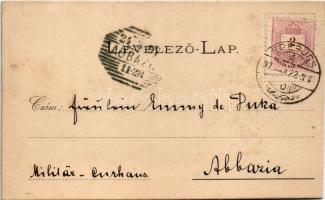 1897 (Vorläufer!) Eperjes, Presov; látkép, Fő tér, Petőfi emlékmű, Fő utca, Mária szobor. Divald kia...